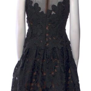 Carmen Marc Valvo Black Floral Lace Backless Dress